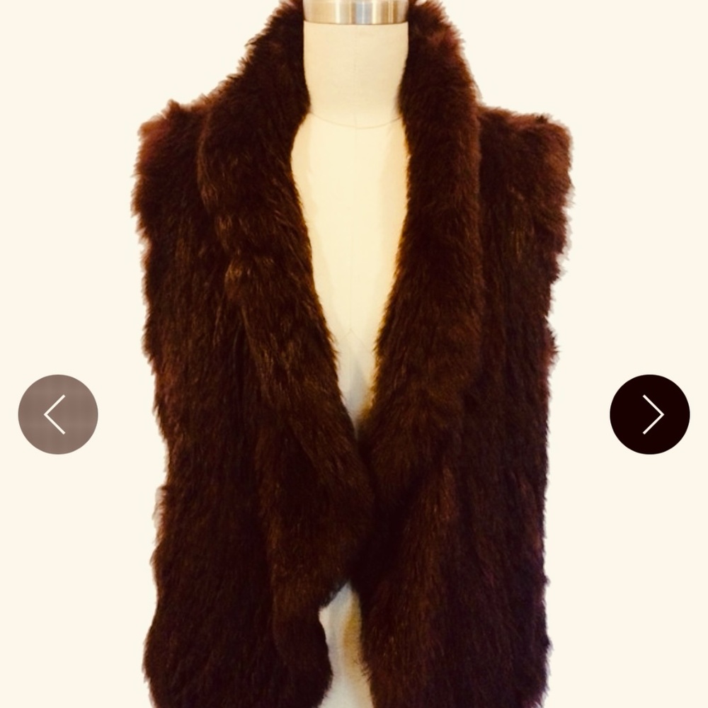 June Rabbit fur vest Eggplant color $500 Retail Exc Cond Size Small